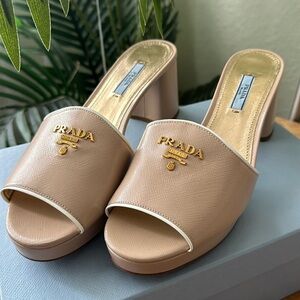 Prada patent leather platform sandals